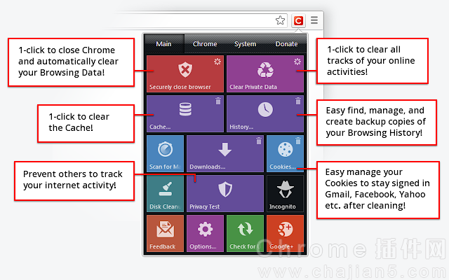 关闭浏览器时删除浏览历史的Chrome插件Click&Clean