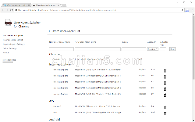 User-Agent Switcher for Chrome