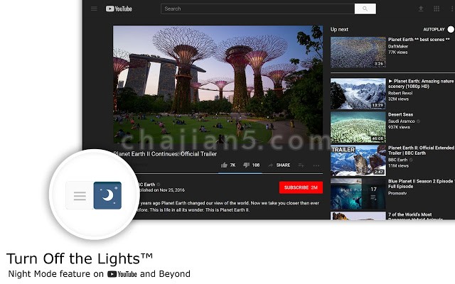 关灯看视频的Chome插件Turn Off The Lights