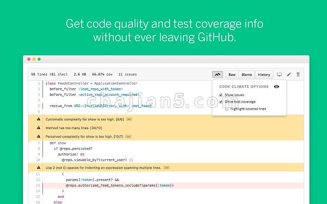 Codeclimate 在Github上做代码测试的Chrome插件