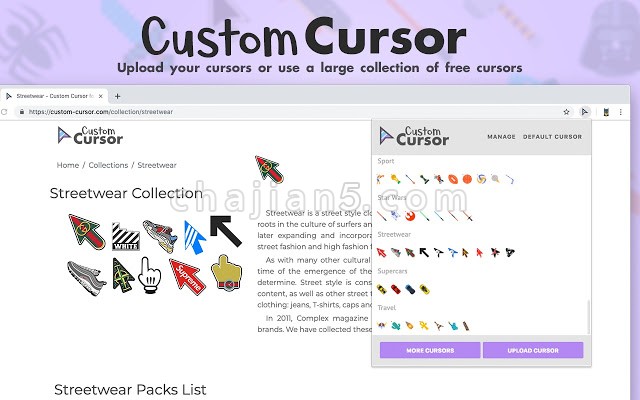 Custom Cursor for Chrome™ 自定义Chrome浏览器鼠标光标图形的插件