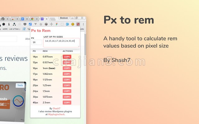 PxtoRem v0.0.3（前端开发Rem和px的换算）