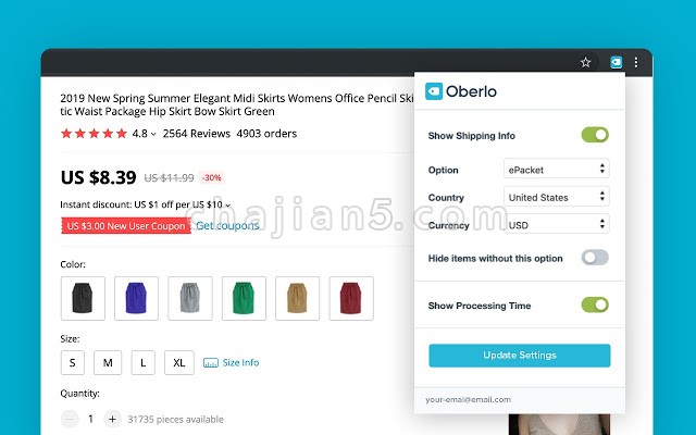 Oberlo - Aliexpress.com Product Importer v3.29.4（导入Aliexpress商品到Shopify店铺）
