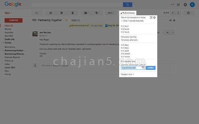 Boomerang for Gmail v1.2.8（邮件稍后发送）