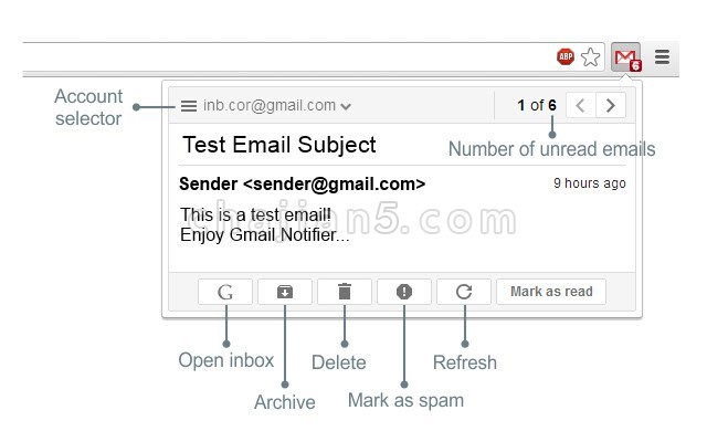 Notifier for Gmail™ v1.0.4.0（Gmail邮件在浏览器中提醒 可标记）