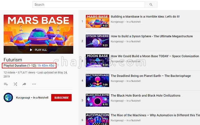 Youtube Playlist Duration Calculator