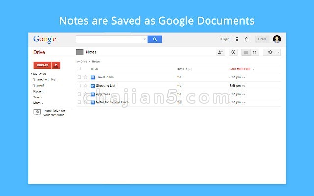 Notes for Google Drive