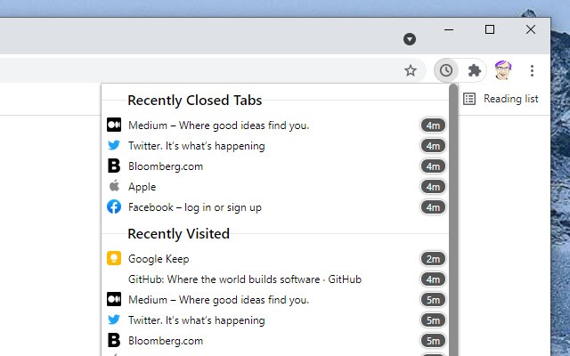 Recent Tabs And History(wrona History Menu)查看最近关闭的标签页和浏览历史