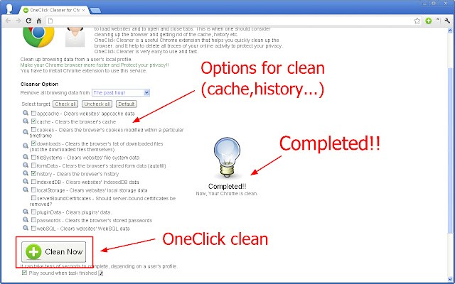 Oneclick Cleaner For Chrome 一键清除chrome浏览器历史记录