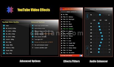 YouTube Video Effects改善视频效果，彩色滤镜，音频增强