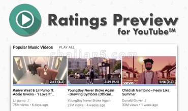 Ratings Preview for YouTube™油管YouTube™视频好坏即时预览
